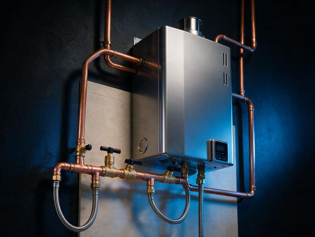 Instalación de termotanque y colector de caños de cobre por plomero matriculado